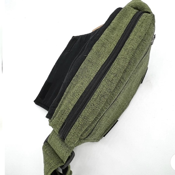 Lukla Embroidered Green Peace Sign Messenger Bag - Picture 14 of 15